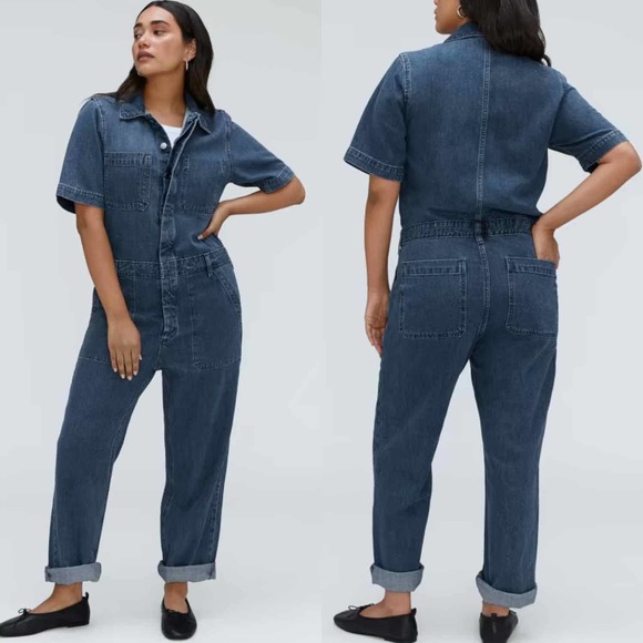 Everlane The Super Soft Organic Cotton Coverall Size 16 Dark Blue Wash - Picture 10 of 10